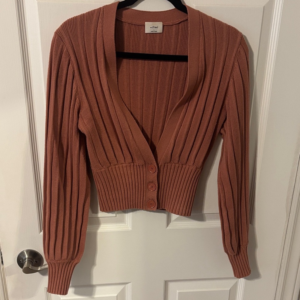 Wilfred Terracotta Ribbed Cardigan